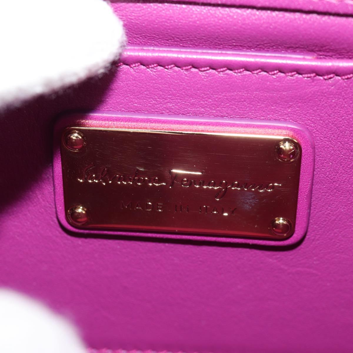 Salvatore Ferragamo Chain Shoulder Bag Leather Purple Gold Auth 152688V