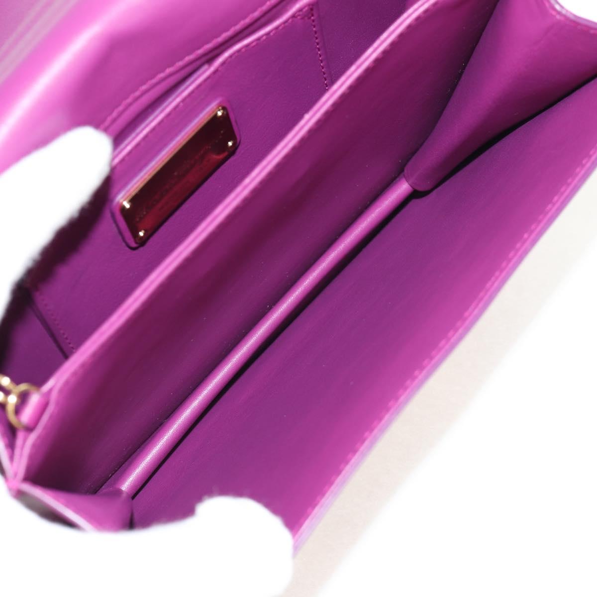 Salvatore Ferragamo Chain Shoulder Bag Leather Purple Gold Auth 152688V