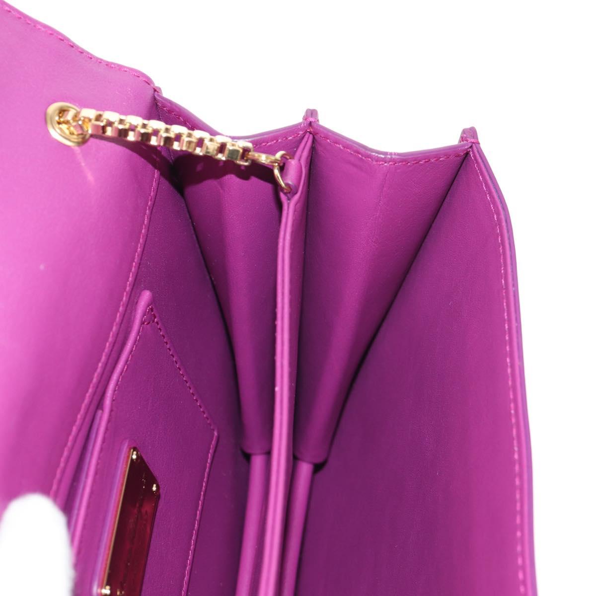 Salvatore Ferragamo Chain Shoulder Bag Leather Purple Gold Auth 152688V