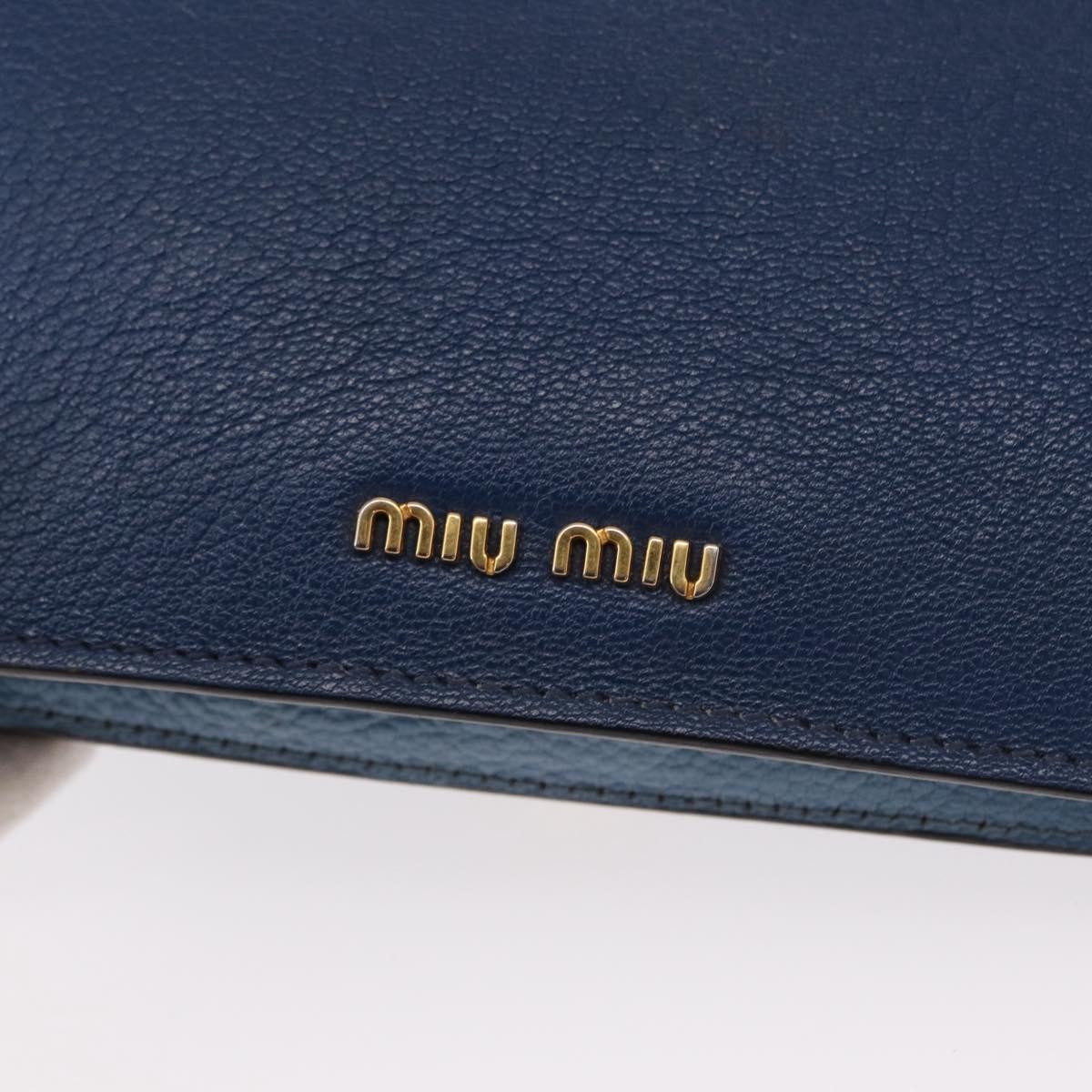 Miu Miu Shoulder Bag Leather Blue Gold Auth 152690
