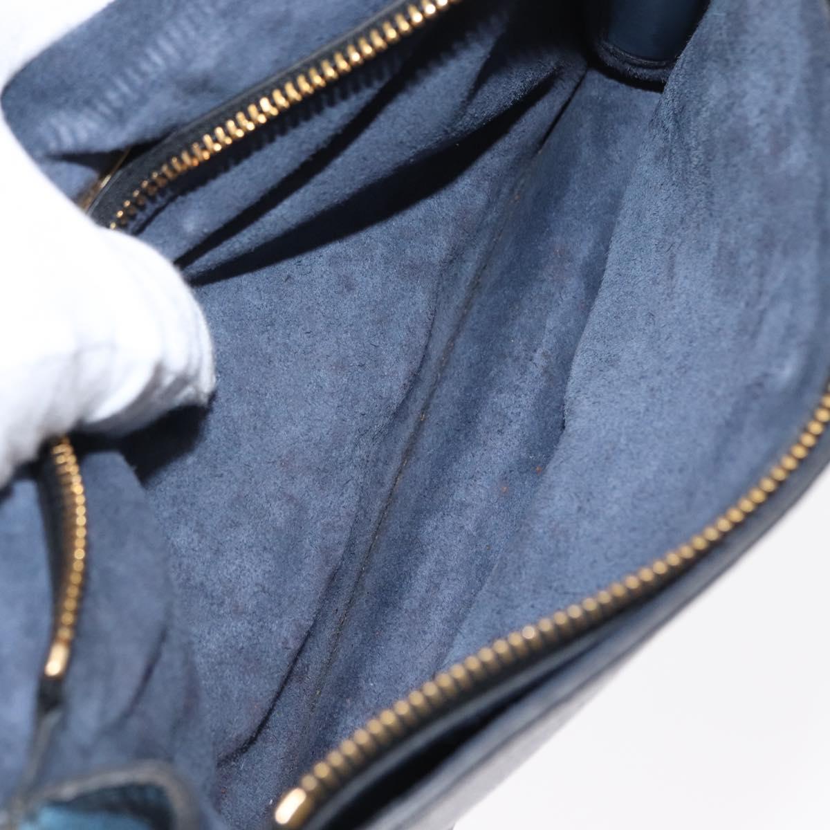 Miu Miu Shoulder Bag Leather Blue Gold Auth 152690