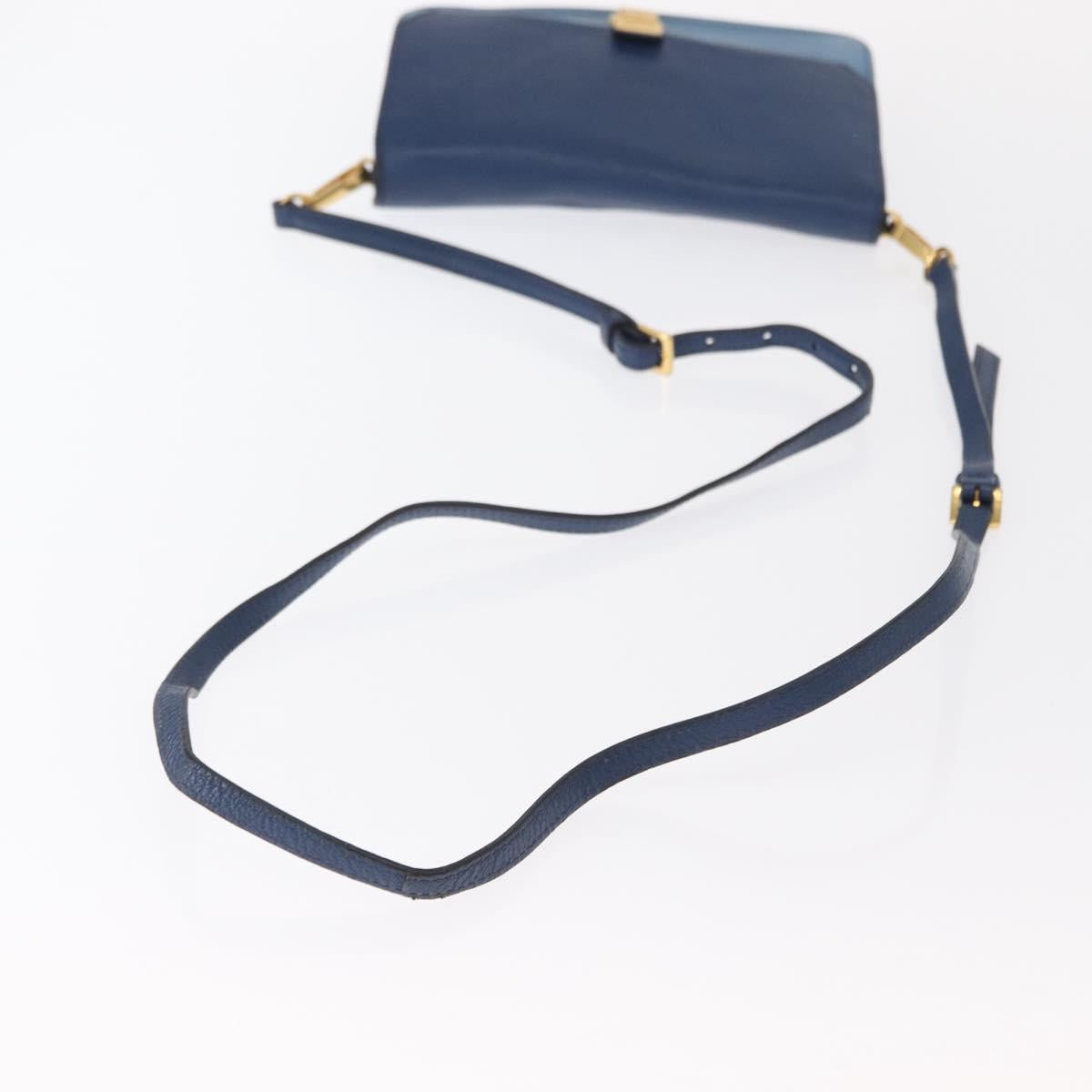 Miu Miu Shoulder Bag Leather Blue Gold Auth 152690