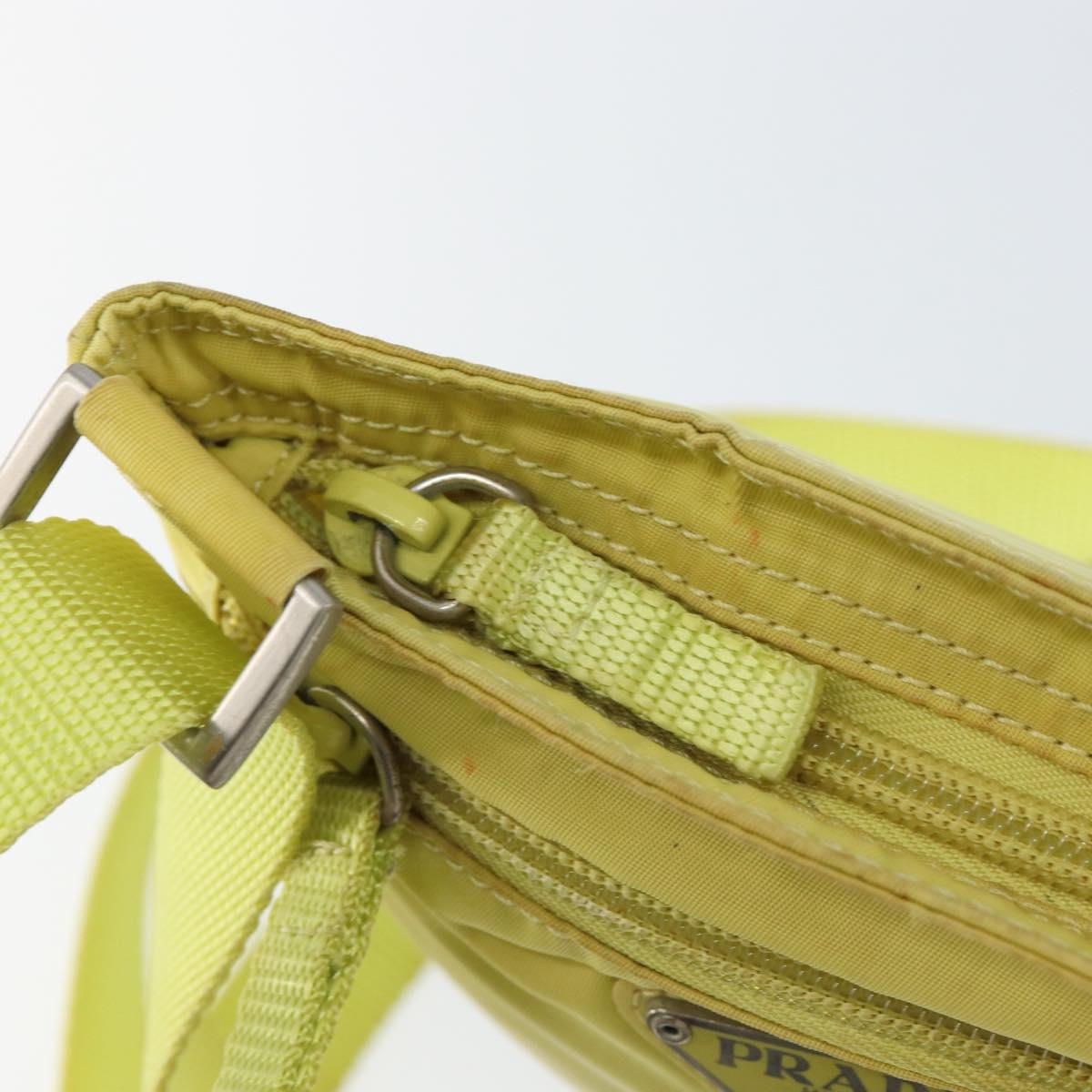 PRADA Shoulder Bag Nylon Yellow Silver Auth 152691
