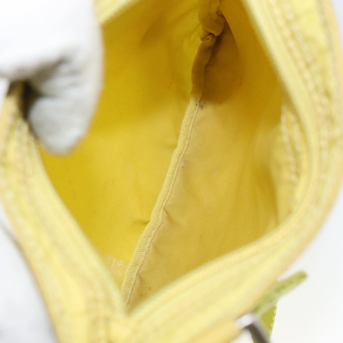 PRADA Shoulder Bag Nylon Yellow Silver Auth 152691