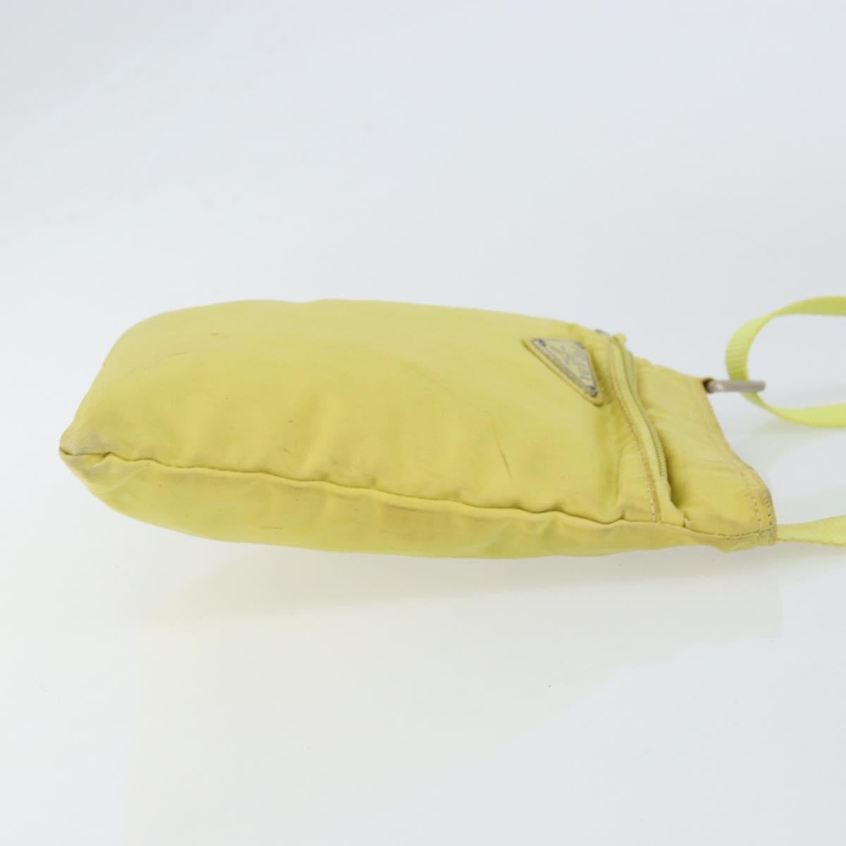 PRADA Shoulder Bag Nylon Yellow Silver Auth 152691