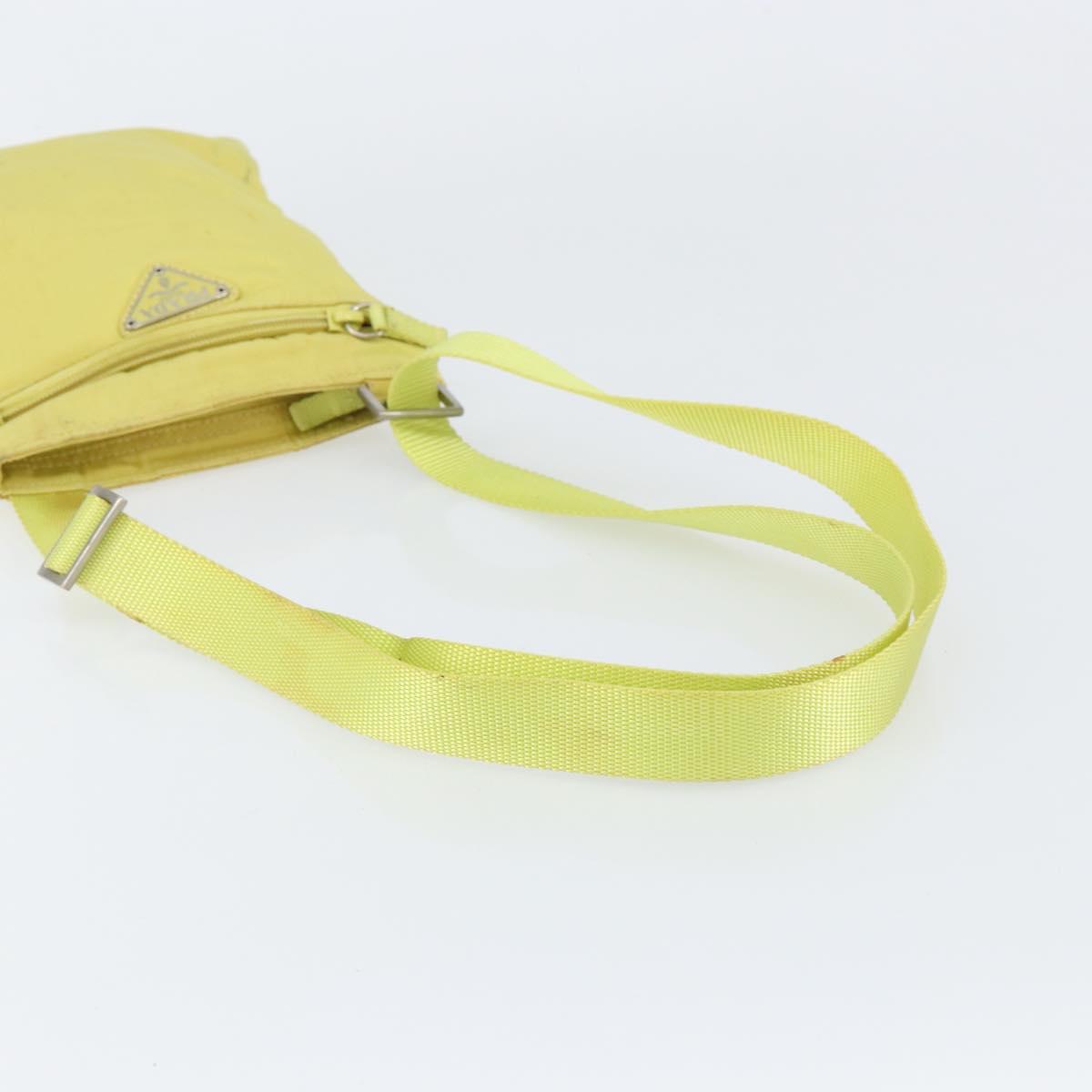 PRADA Shoulder Bag Nylon Yellow Silver Auth 152691