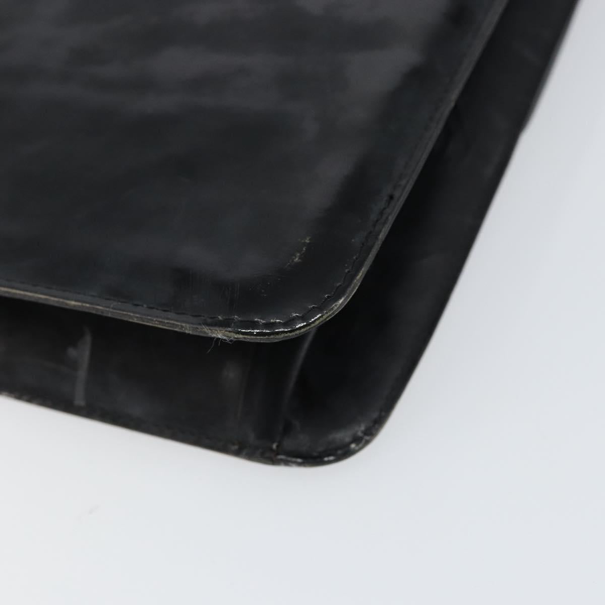 CHANEL Chain Shoulder Bag Patent leather Black Gold CC Auth 152693