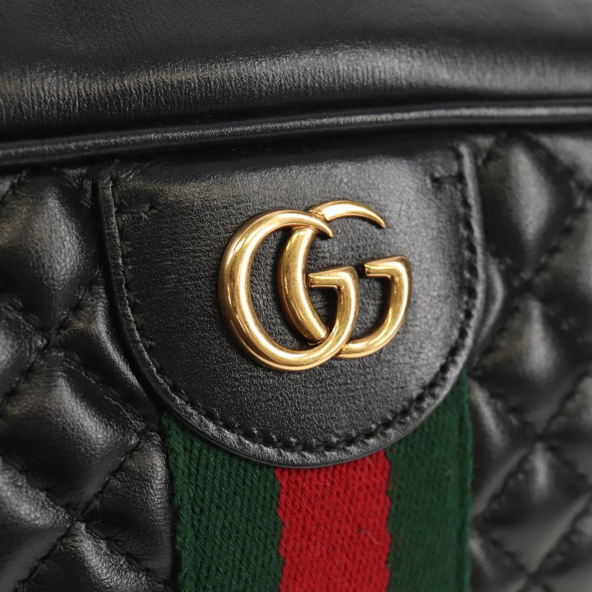 GUCCI GG Marmont Web Sherry Line Bag Leather Black Gold Red 541051 Auth 152695V