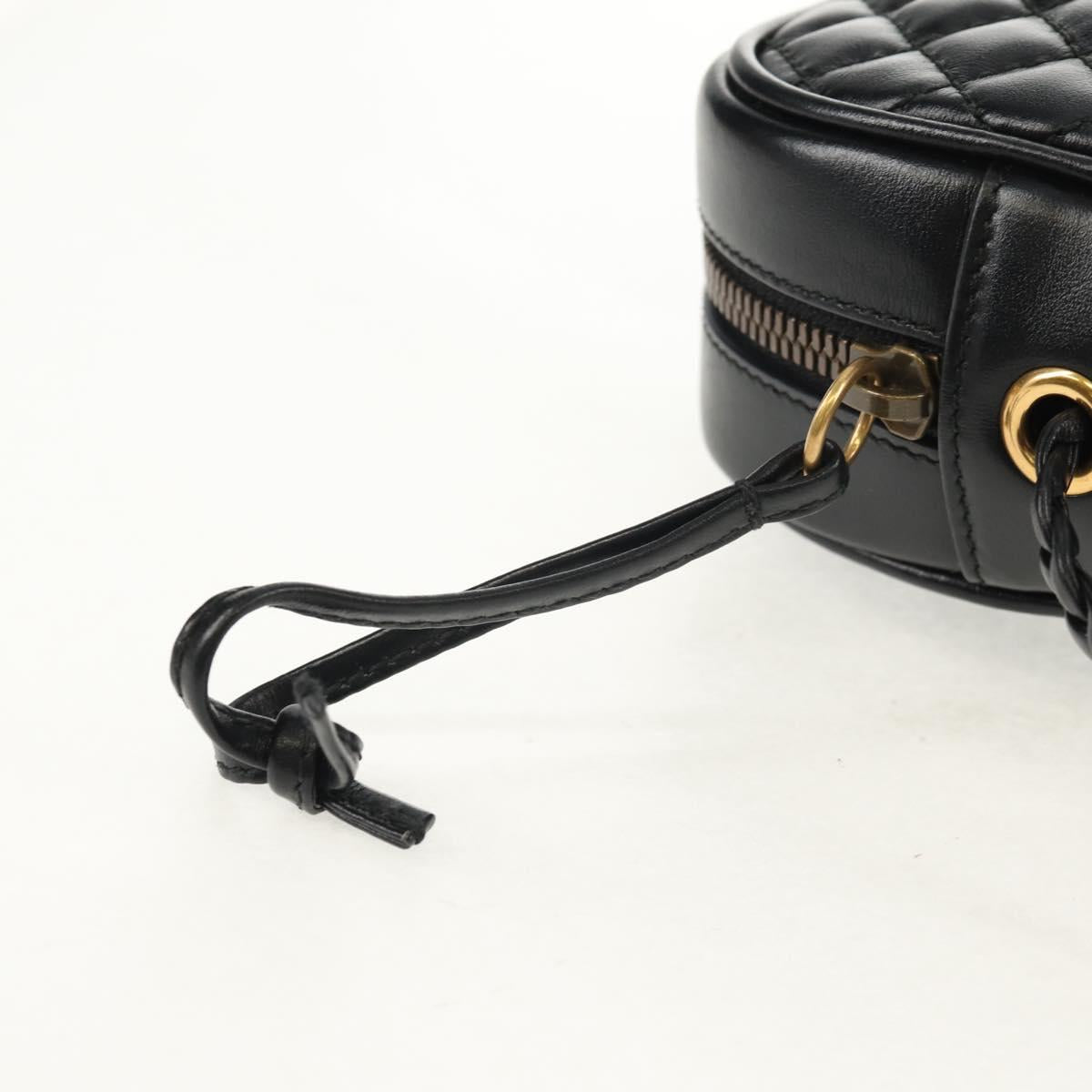 GUCCI GG Marmont Web Sherry Line Bag Leather Black Gold Red 541051 Auth 152695V