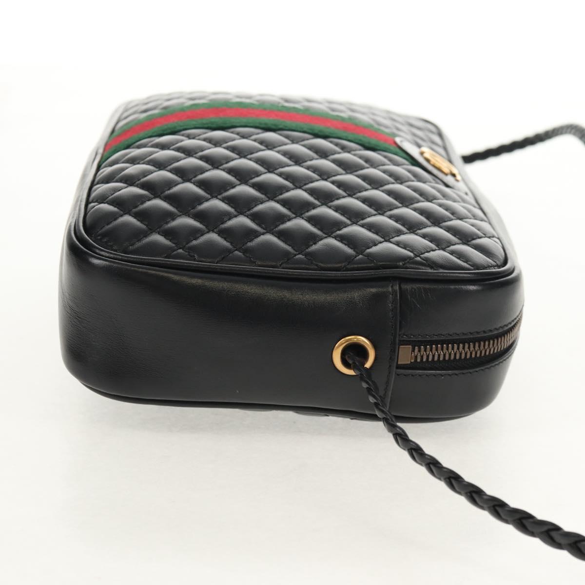 GUCCI GG Marmont Web Sherry Line Bag Leather Black Gold Red 541051 Auth 152695V