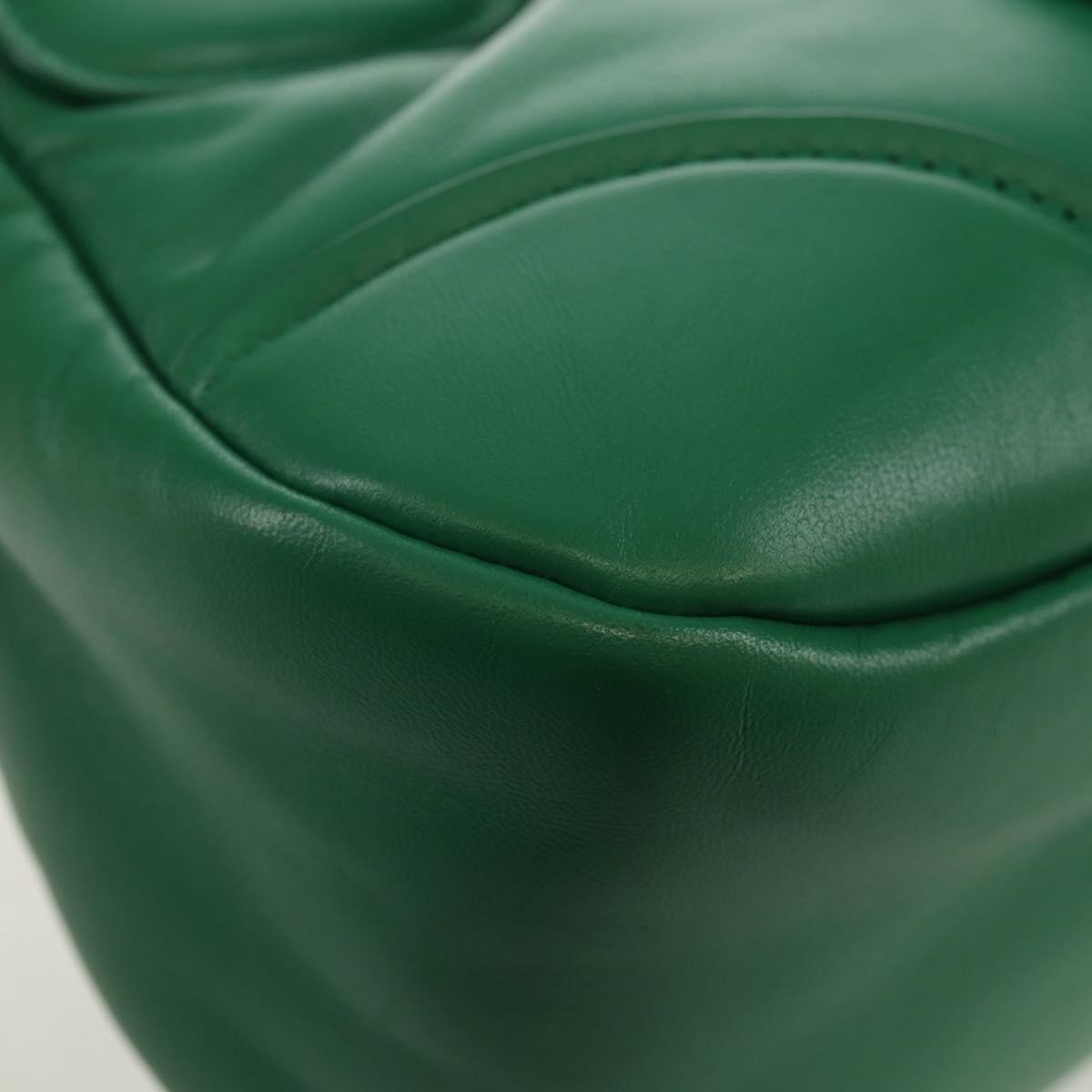 PRADA Moon Bag Hand Bag Leather 2way Green Silver Auth 152696SAM