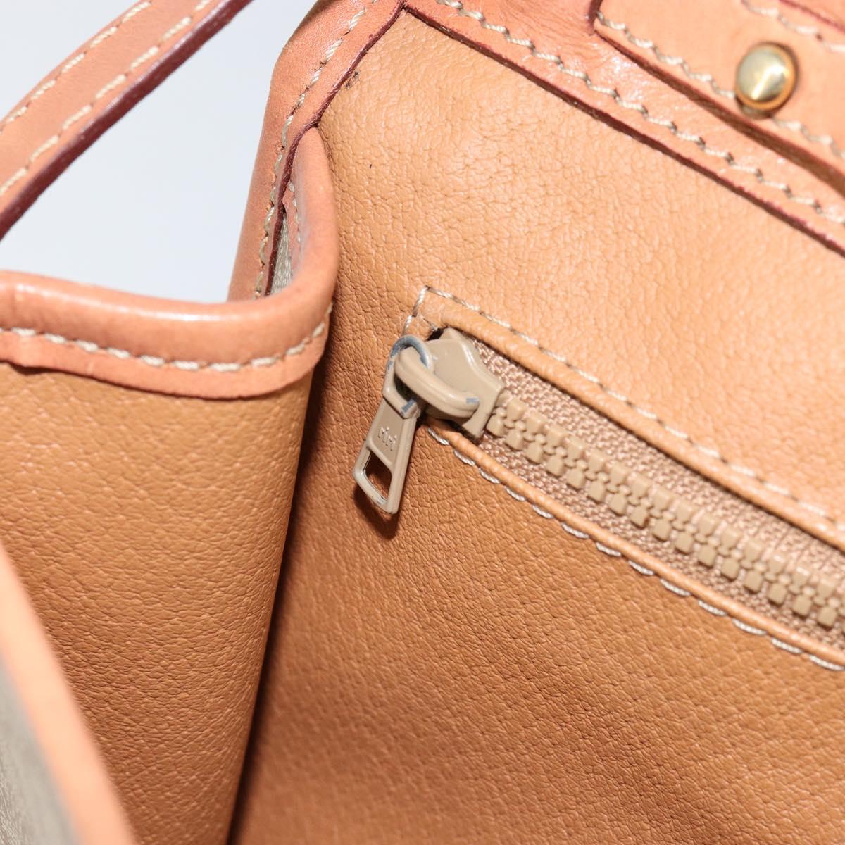 CELINE Macadam Canvas Shoulder Bag PVC Leather Beige Gold Auth 152722