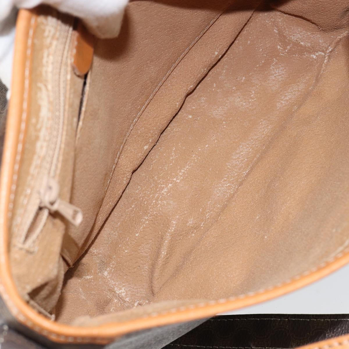 CELINE Macadam Canvas Shoulder Bag PVC Leather Brown Gold Auth 152723