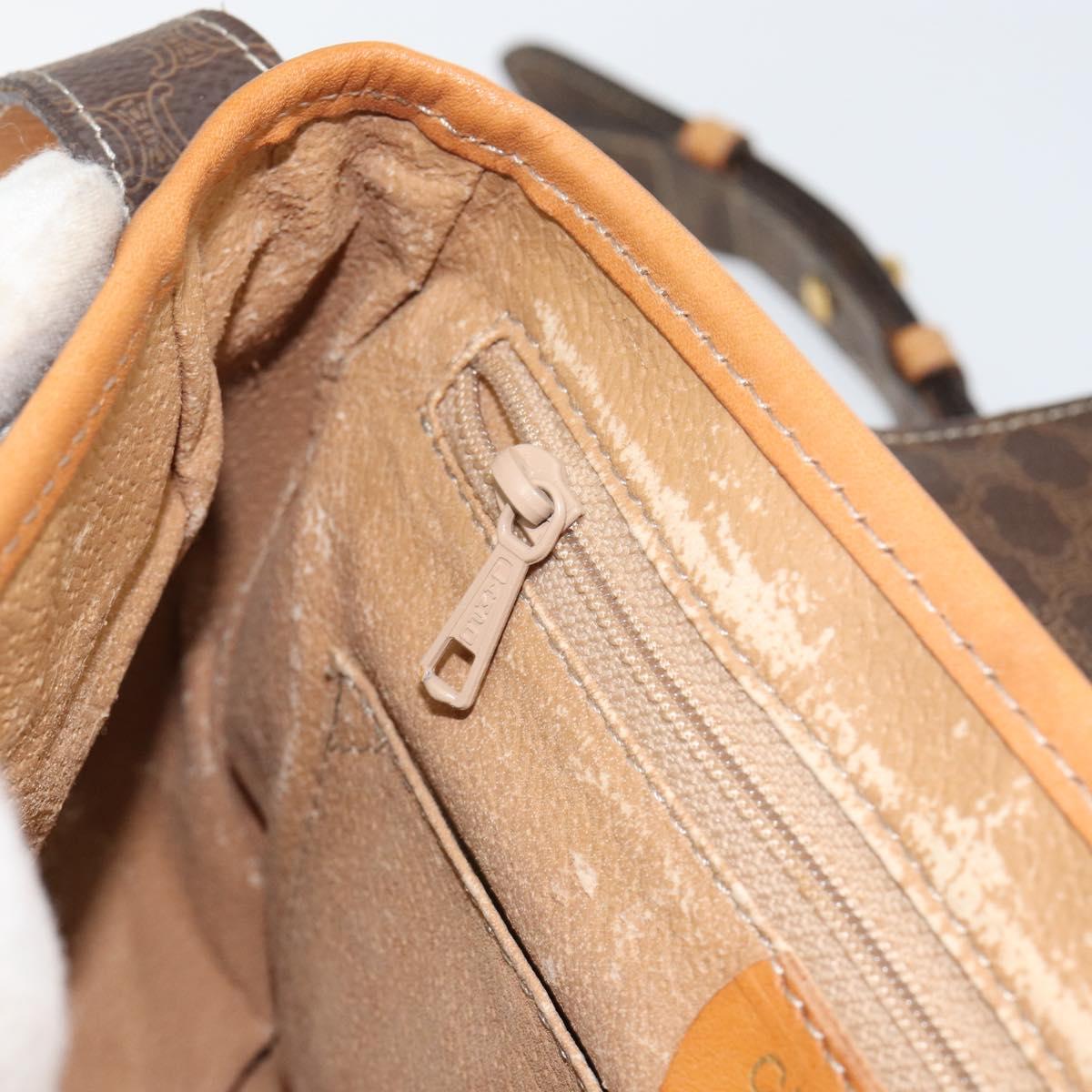 CELINE Macadam Canvas Shoulder Bag PVC Leather Brown Gold Auth 152723