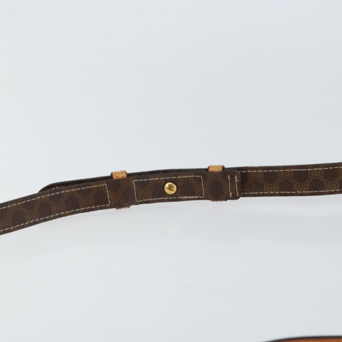 CELINE Macadam Canvas Shoulder Bag PVC Leather Brown Gold Auth 152723