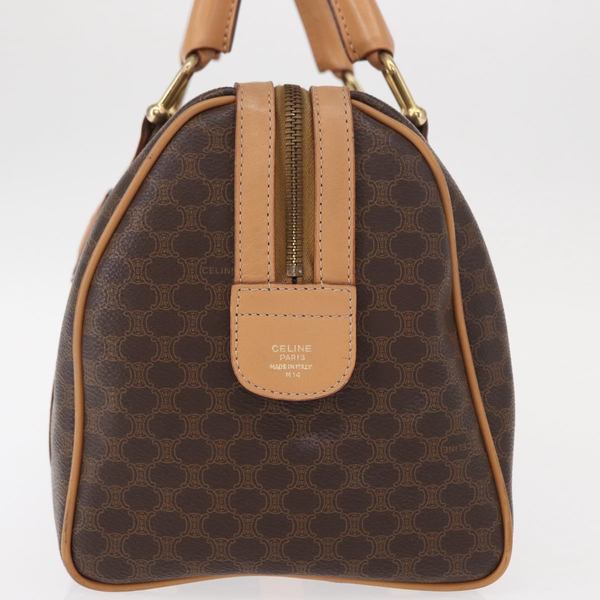 CELINE Macadam Canvas Boston Bag PVC Brown Gold Auth 152724