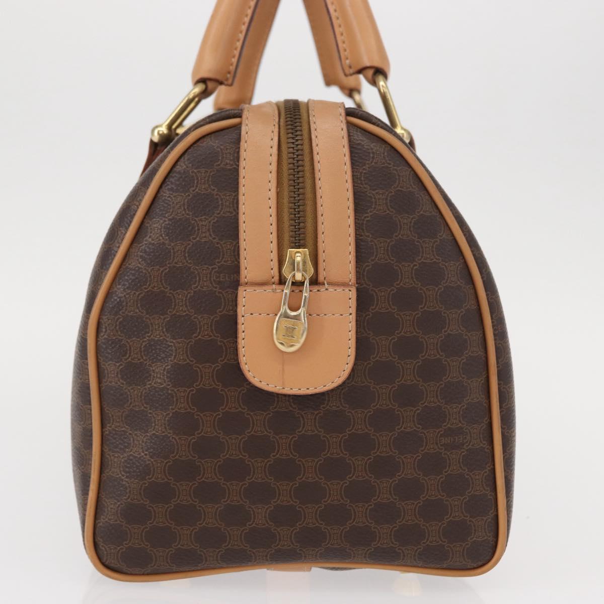 CELINE Macadam Canvas Boston Bag PVC Brown Gold Auth 152724