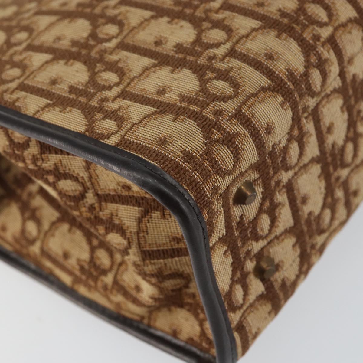 Christian Dior Trotter Canvas Hand Bag Beige Gold Auth 152725