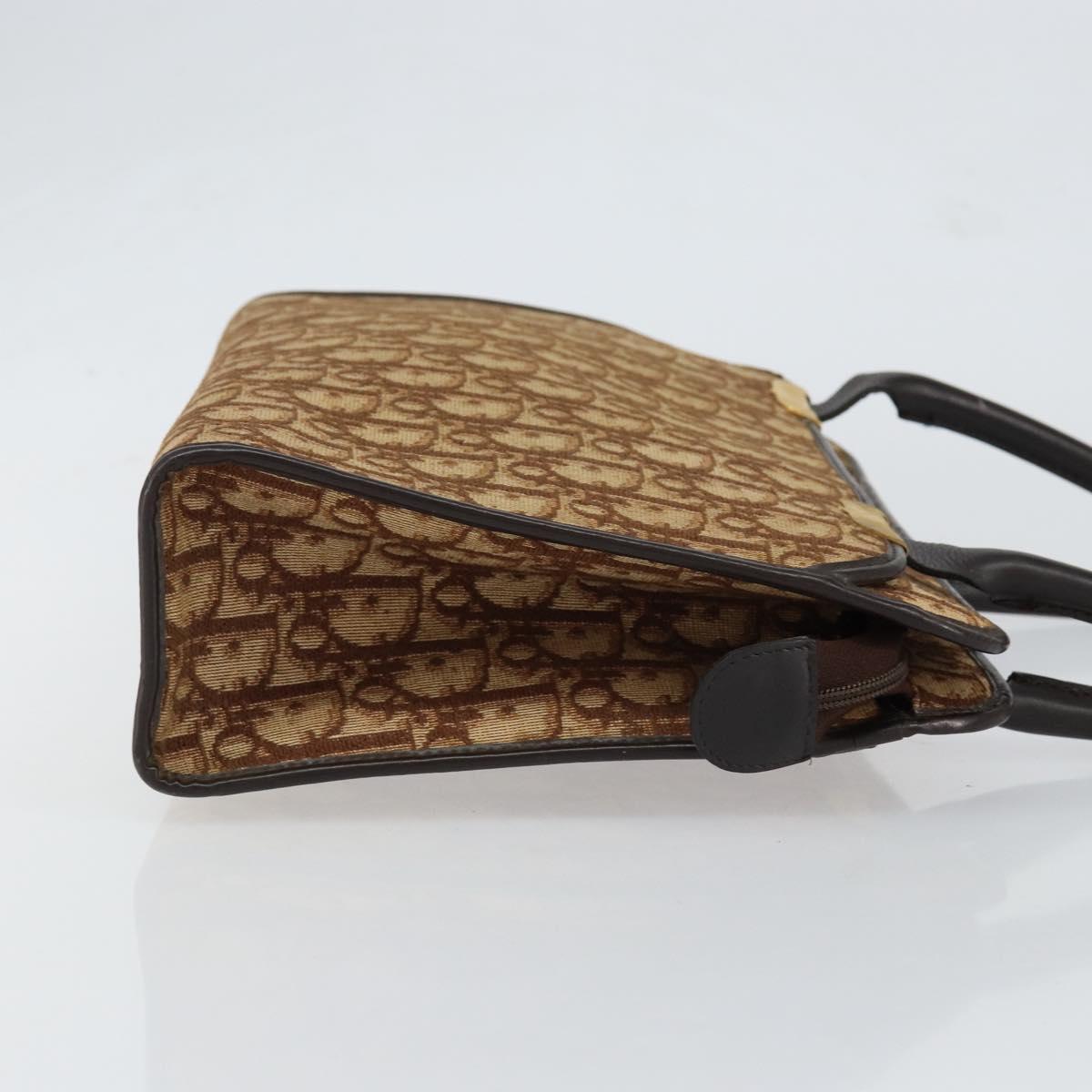 Christian Dior Trotter Canvas Hand Bag Beige Gold Auth 152725