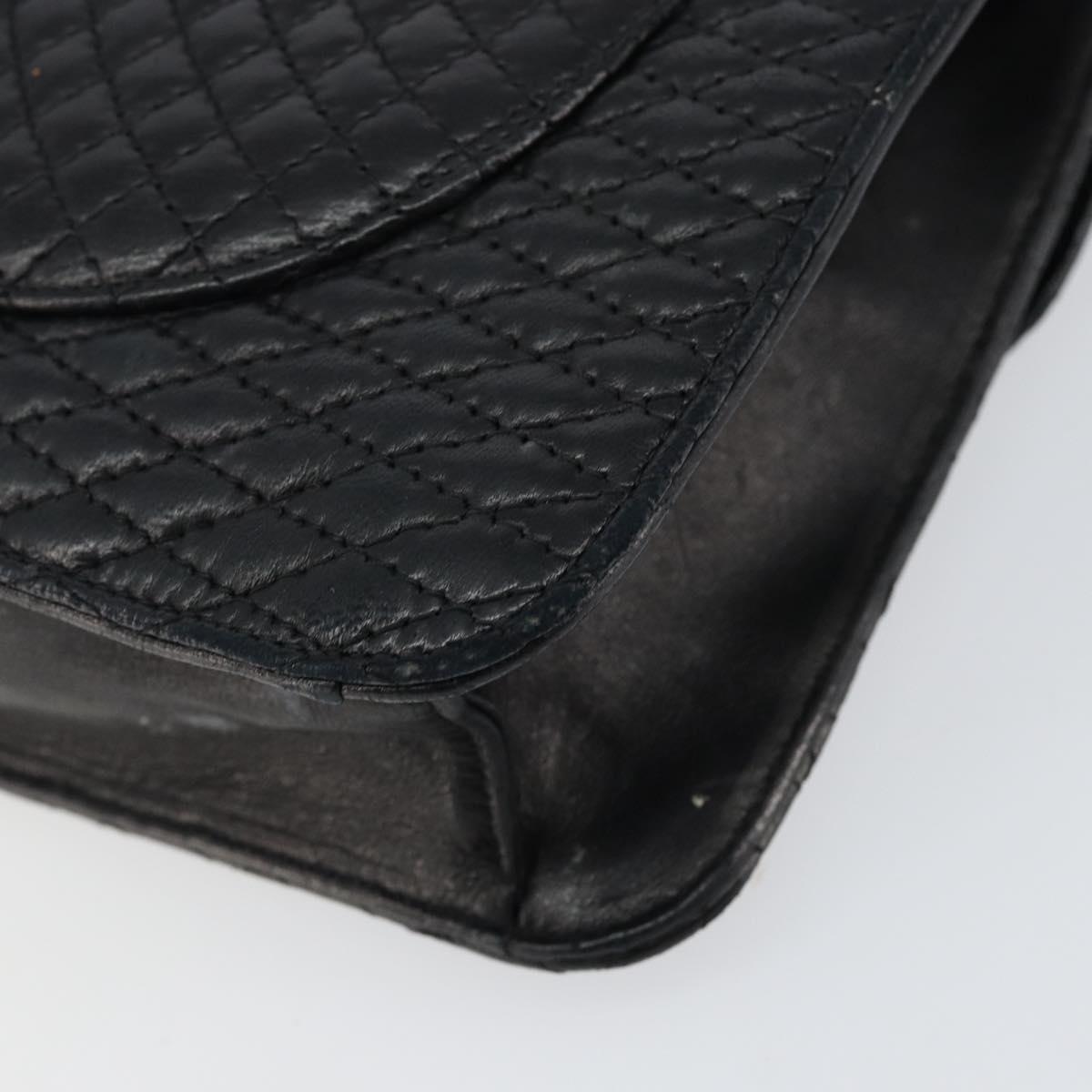 BALLY Chain Shoulder Bag Leather 2way Black Gold Auth 152729