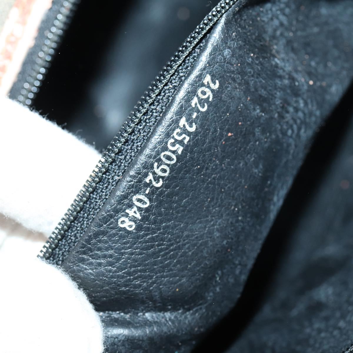 FENDI Pecan Canvas Boston Bag PVC Black Brown gold Auth 152730