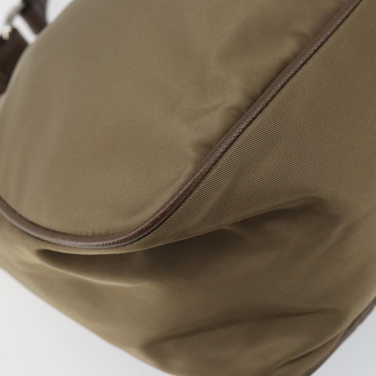 Christian Dior Shoulder Bag Nylon Leather Black Brown gold Auth 152732