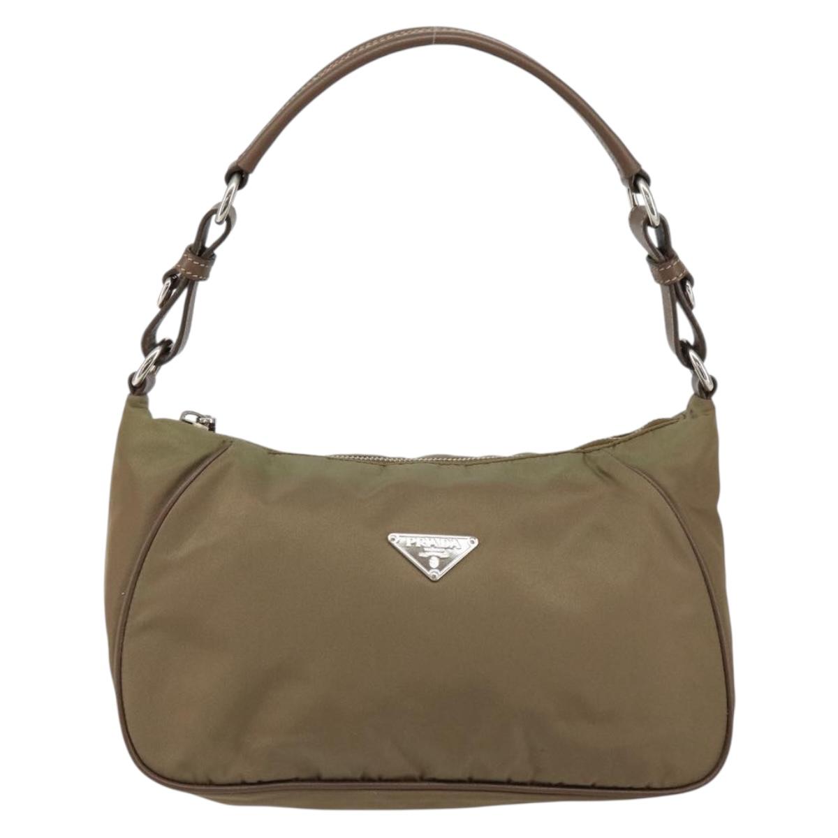 Christian Dior Shoulder Bag Nylon Leather Black Brown gold Auth 152732