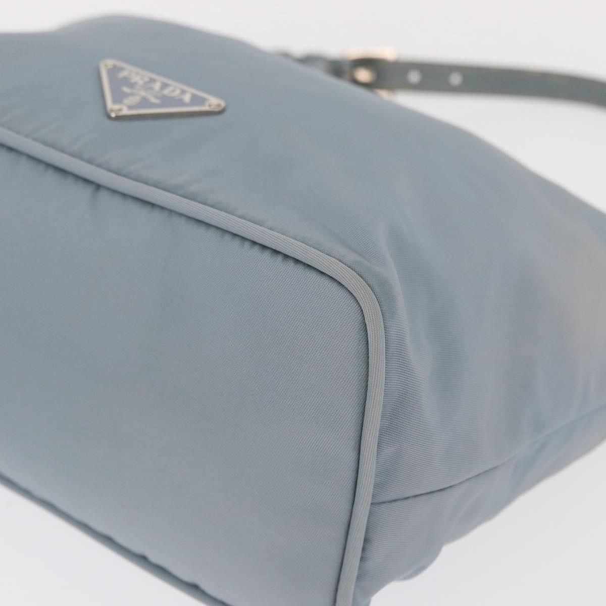 PRADA Shoulder Bag Nylon Light Blue Silver Auth 152733