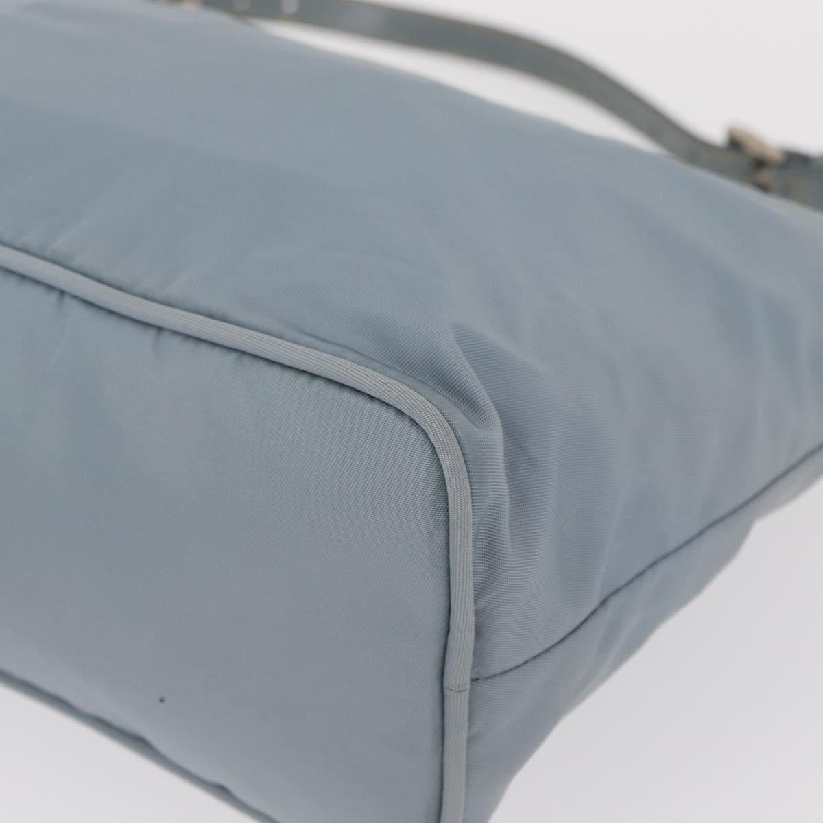 PRADA Shoulder Bag Nylon Light Blue Silver Auth 152733