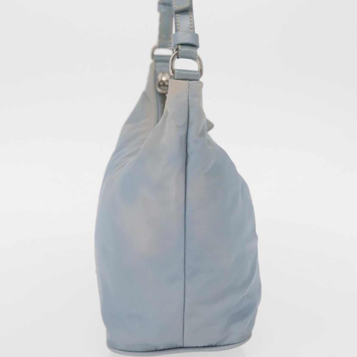 PRADA Shoulder Bag Nylon Light Blue Silver Auth 152733