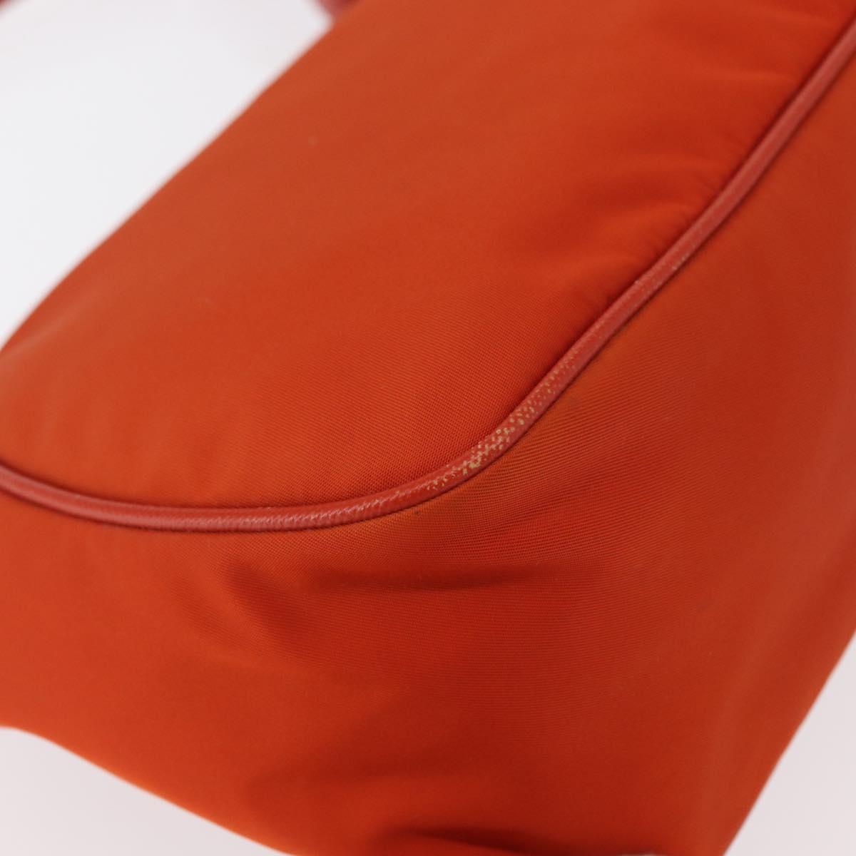 PRADA Shoulder Bag Nylon Orange Silver Auth 152734