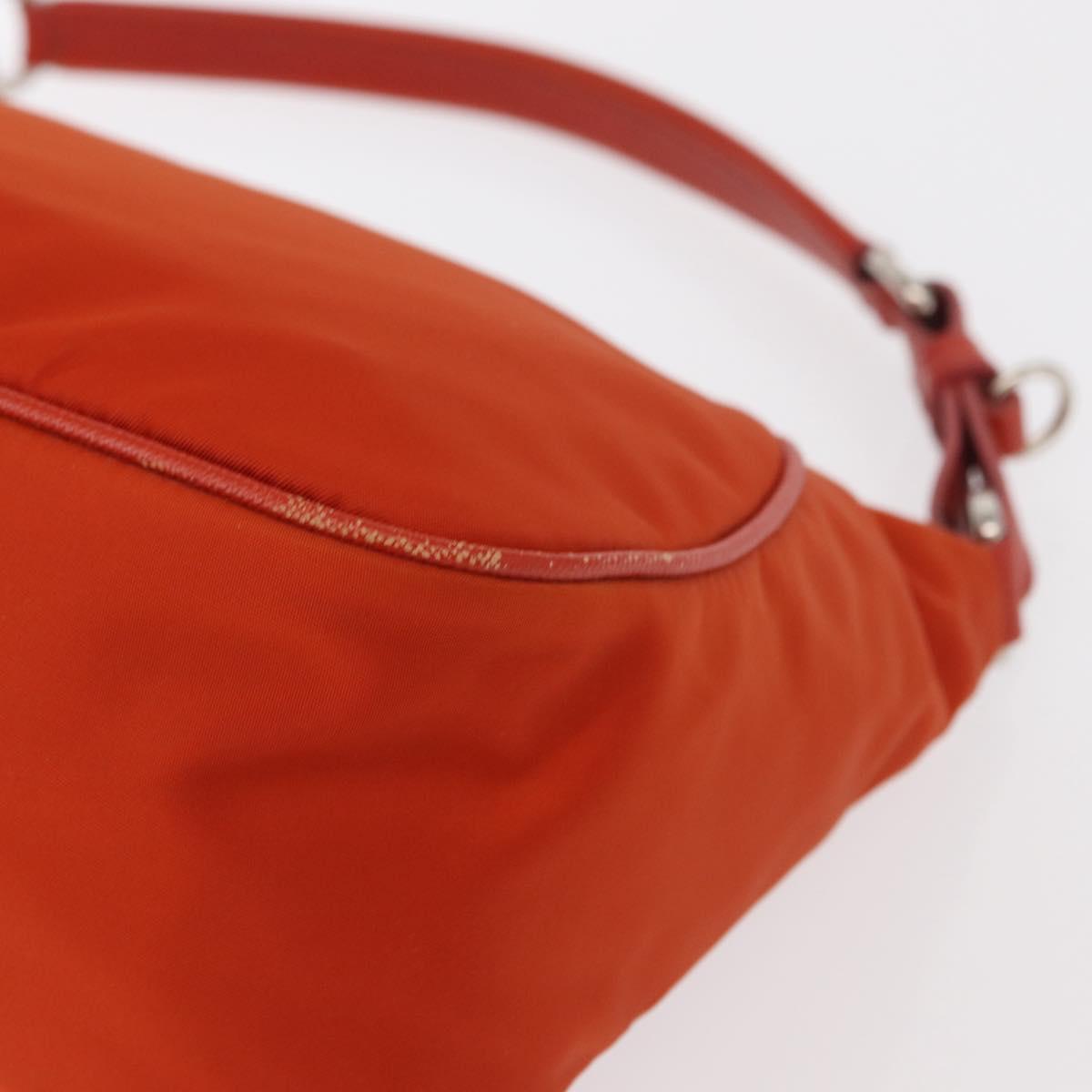PRADA Shoulder Bag Nylon Orange Silver Auth 152734