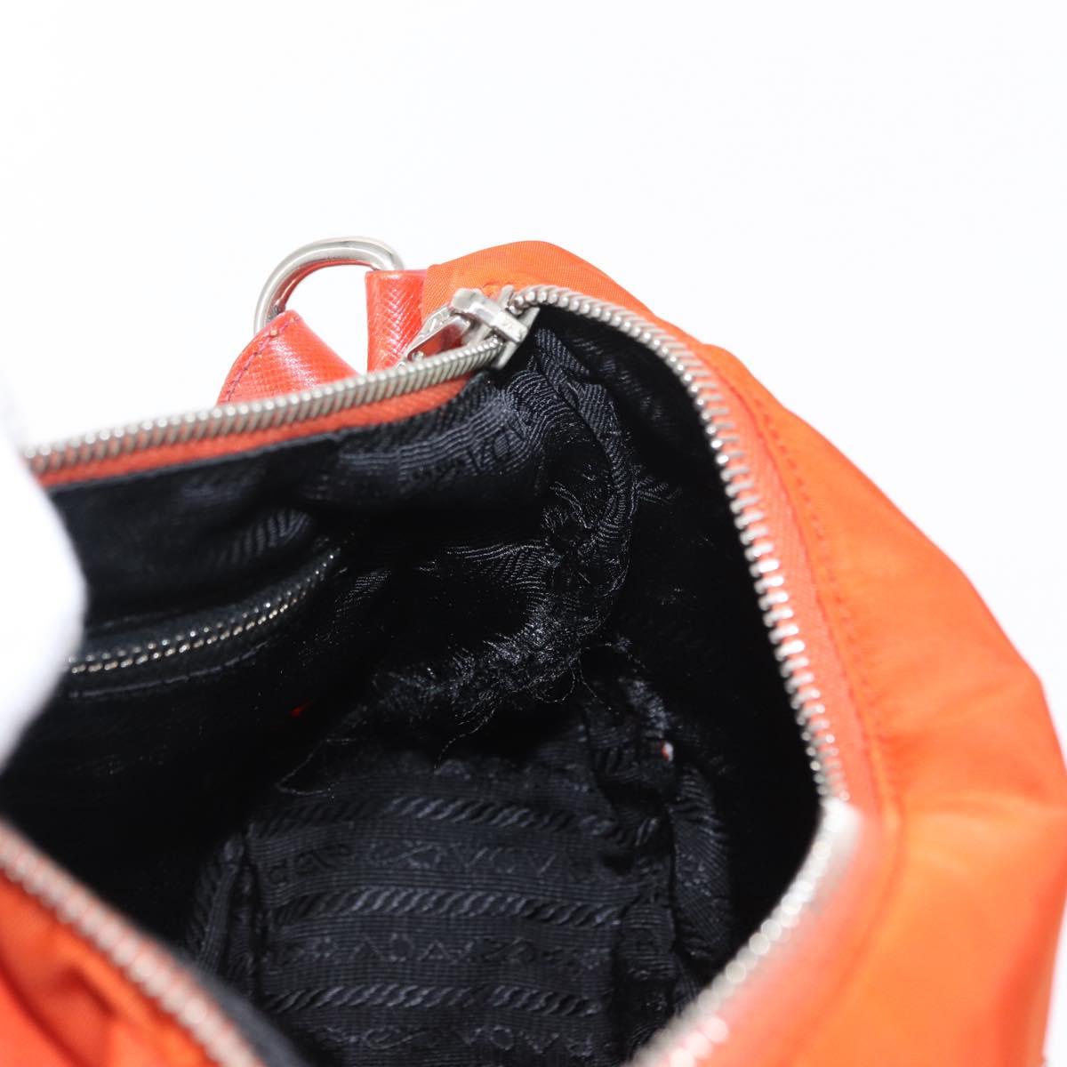 PRADA Shoulder Bag Nylon Orange Silver Auth 152734