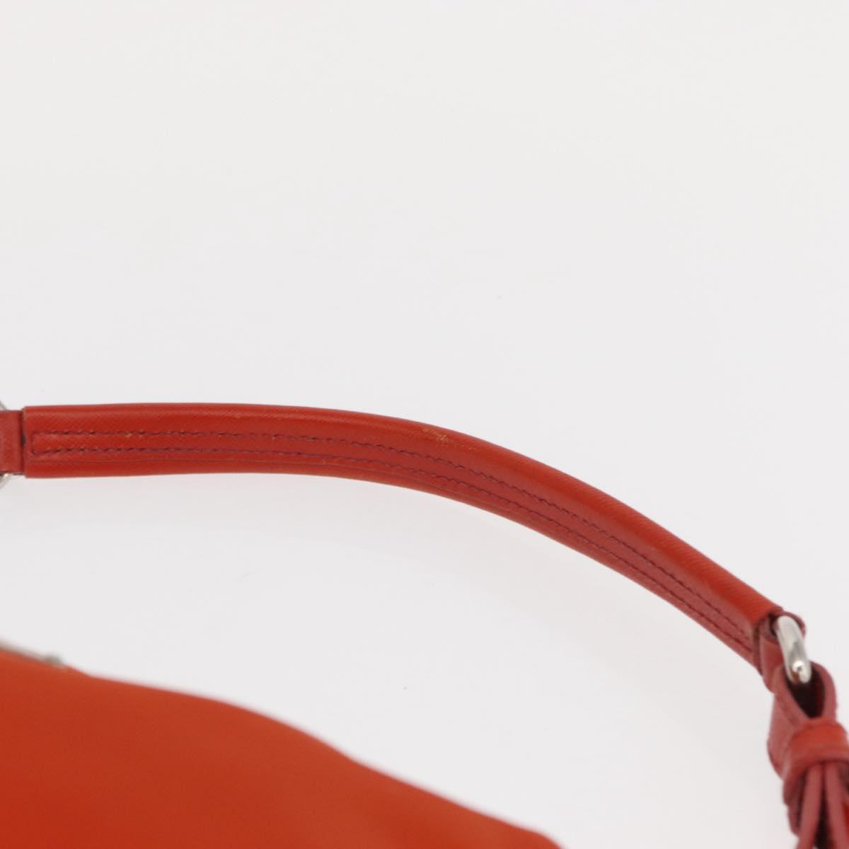 PRADA Shoulder Bag Nylon Orange Silver Auth 152734