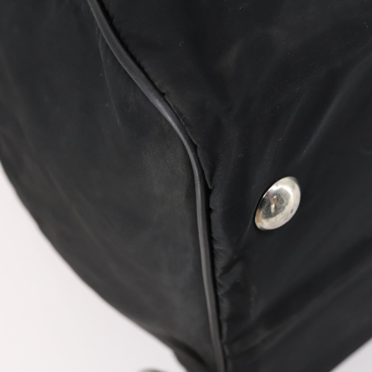 PRADA Boston Bag Nylon 2way Black Silver Auth 152736