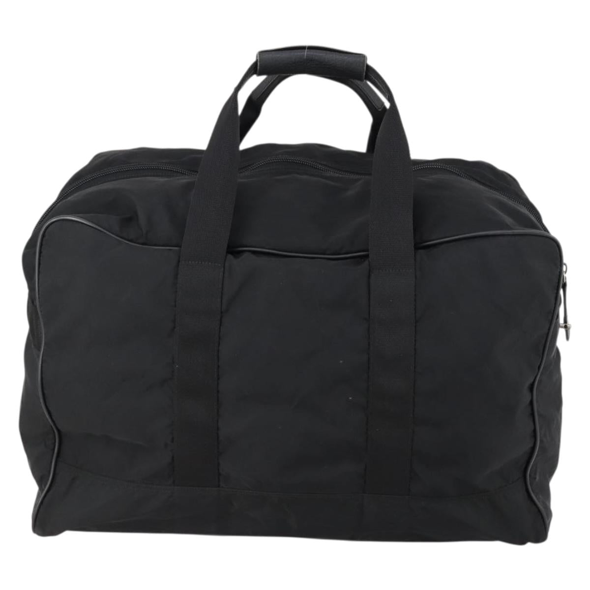 PRADA Boston Bag Nylon 2way Black Silver Auth 152736