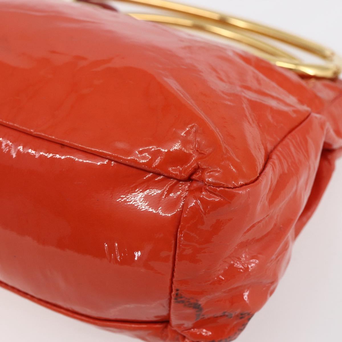 Miu Miu Hand Bag Enamel 2way Orange Gold Auth 152738