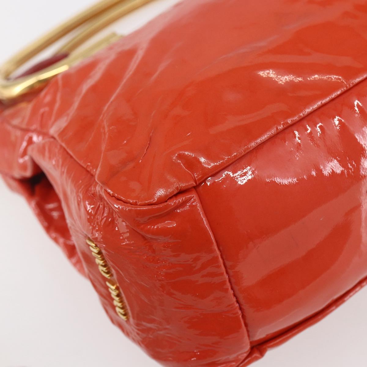 Miu Miu Hand Bag Enamel 2way Orange Gold Auth 152738