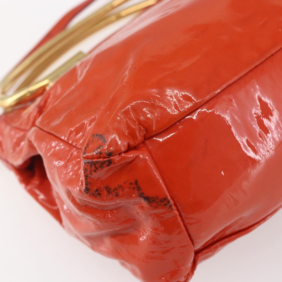 Miu Miu Hand Bag Enamel 2way Orange Gold Auth 152738