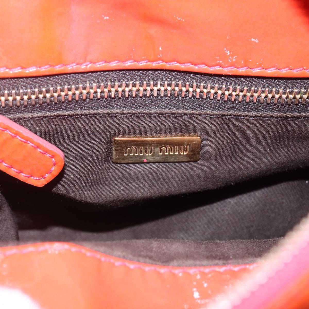 Miu Miu Hand Bag Enamel 2way Orange Gold Auth 152738