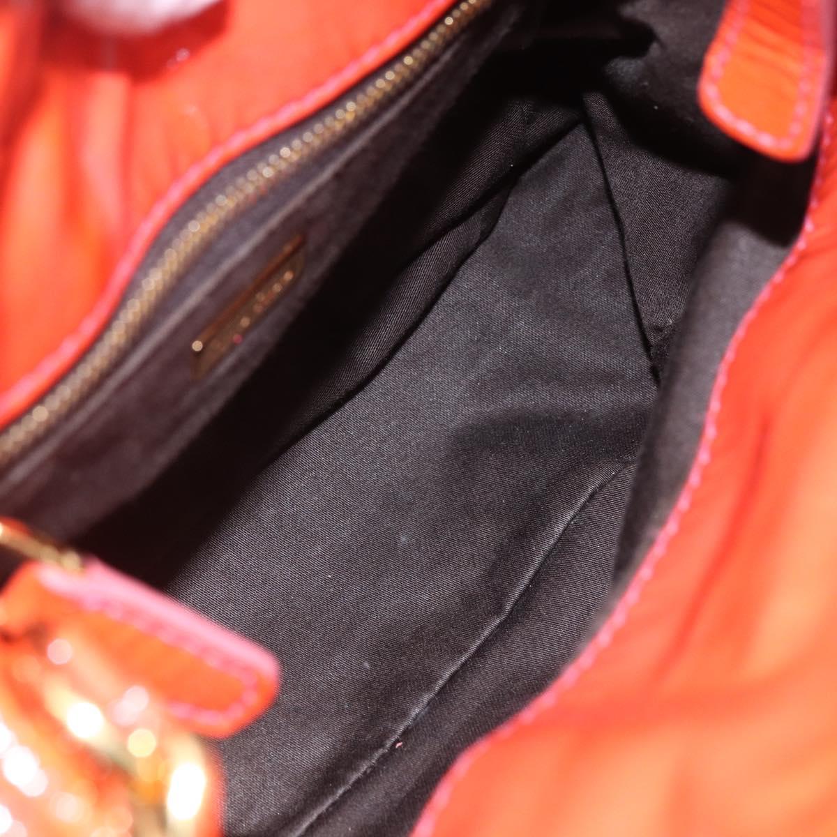 Miu Miu Hand Bag Enamel 2way Orange Gold Auth 152738