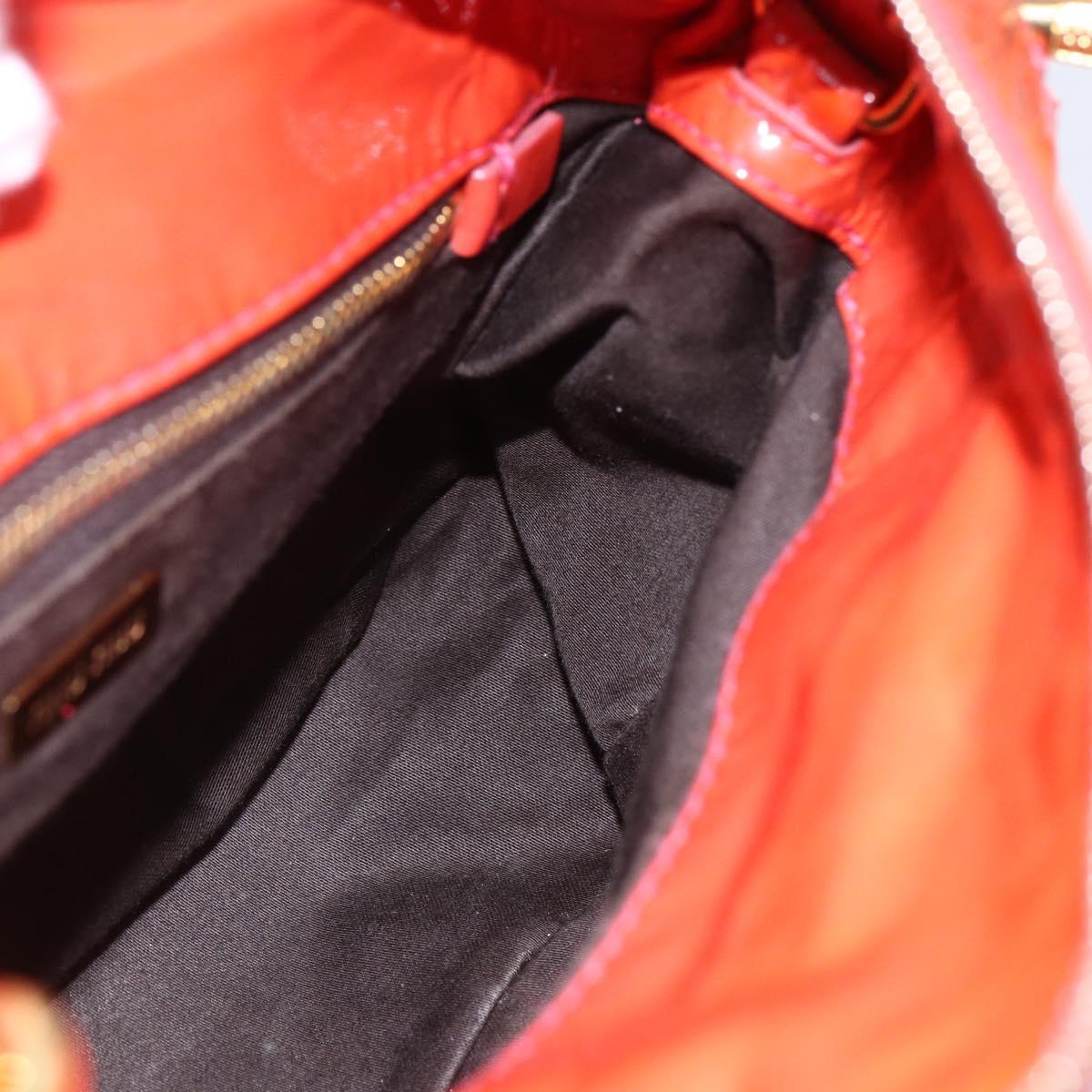 Miu Miu Hand Bag Enamel 2way Orange Gold Auth 152738