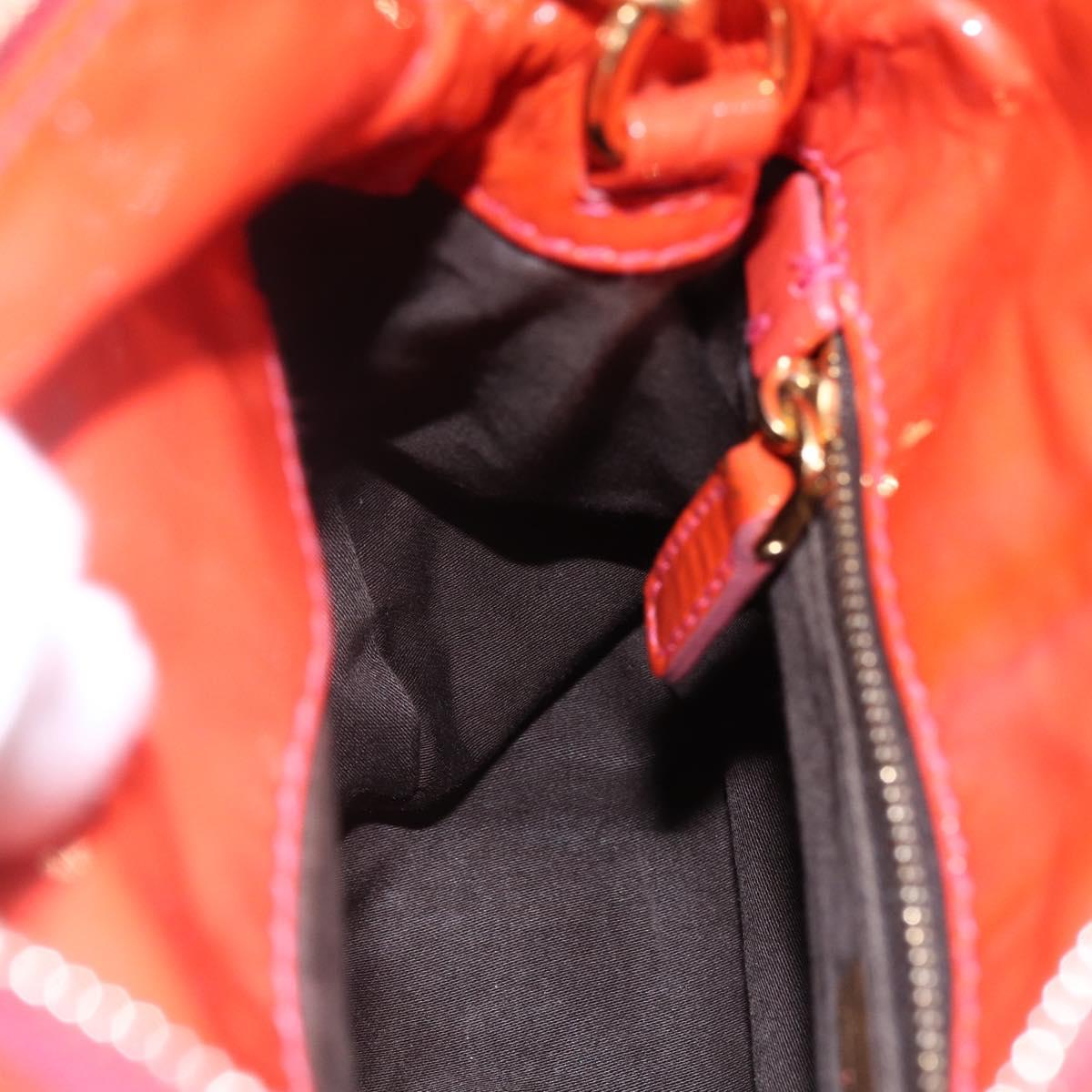 Miu Miu Hand Bag Enamel 2way Orange Gold Auth 152738