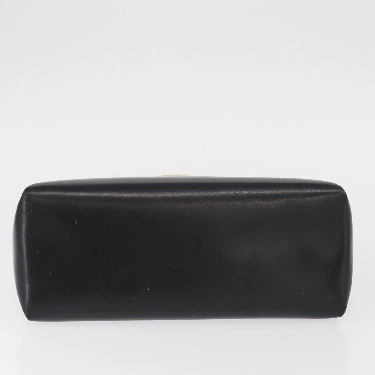 GUCCI Shoulder Bag Leather Navy Gold Auth 152739