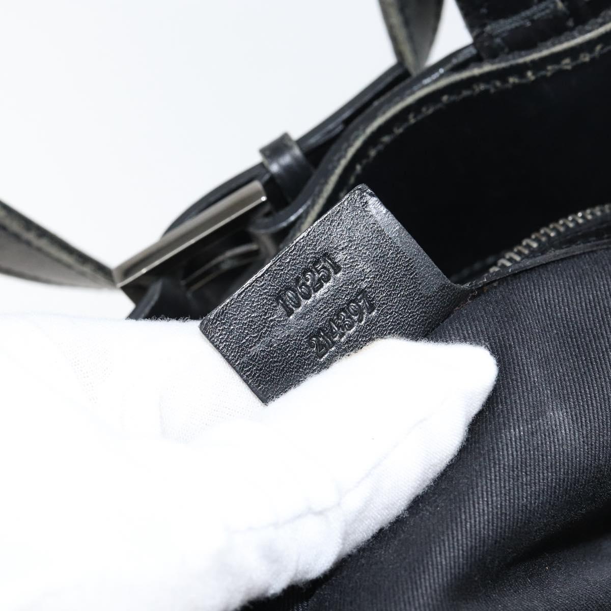 GUCCI GG Canvas Hand Bag Black Silver 106251 Auth 152740