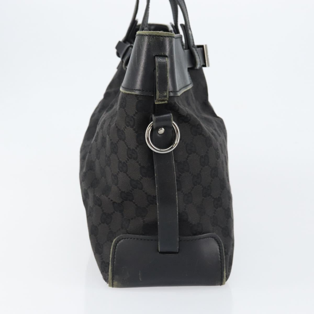 GUCCI GG Canvas Hand Bag Black Silver 106251 Auth 152740