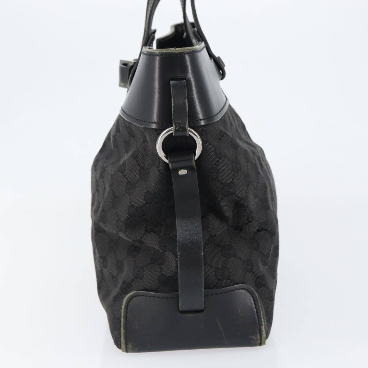 GUCCI GG Canvas Hand Bag Black Silver 106251 Auth 152740