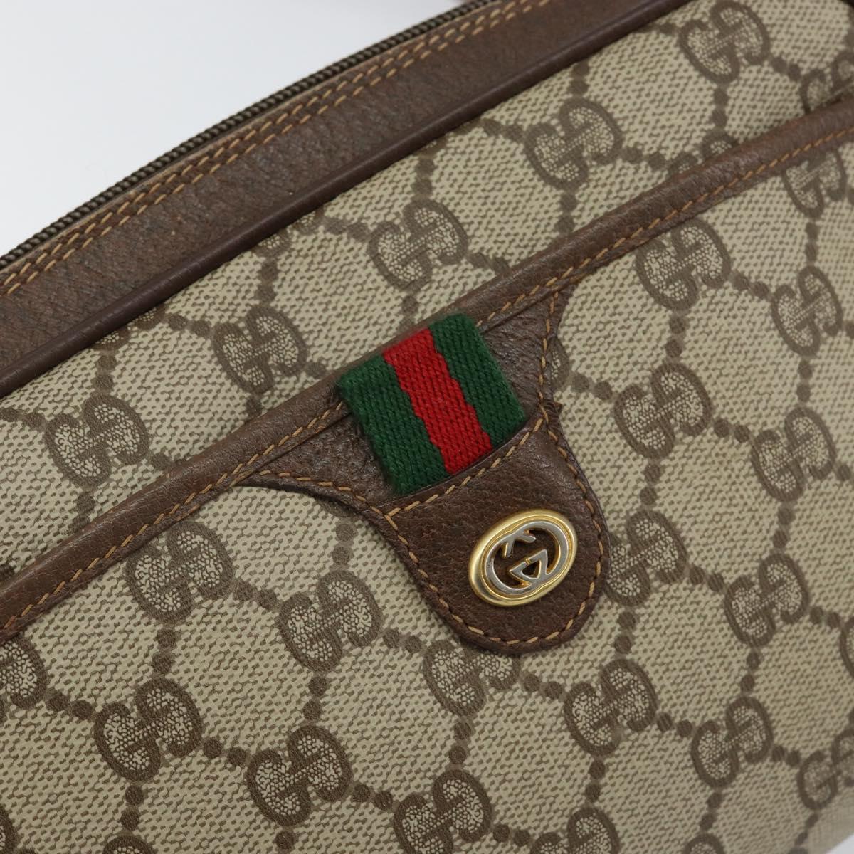 GUCCI GG Supreme Web Sherry Line Bag PVC Beige Gold 116 02 089 Auth 152741
