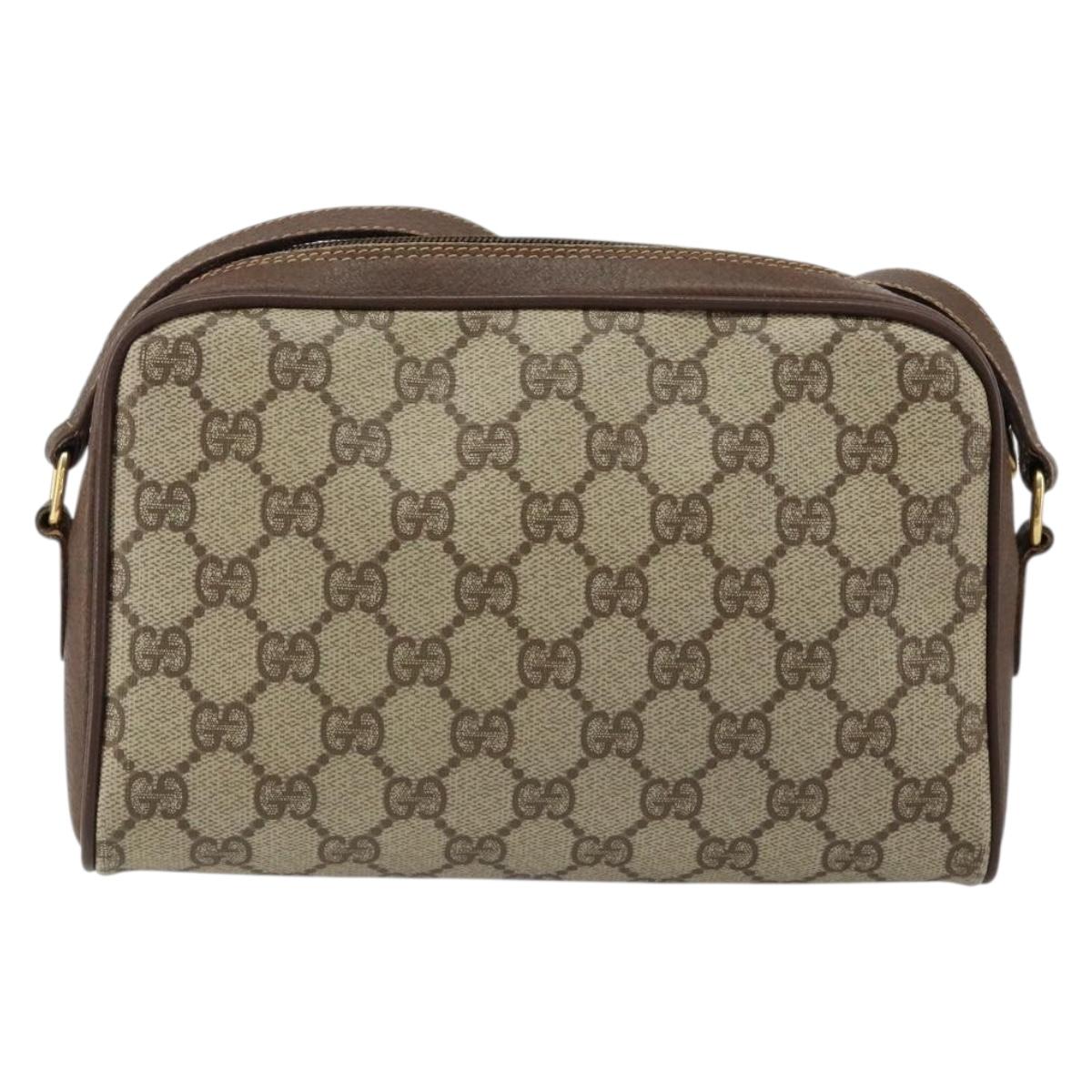 GUCCI GG Supreme Web Sherry Line Bag PVC Beige Gold 116 02 089 Auth 152741