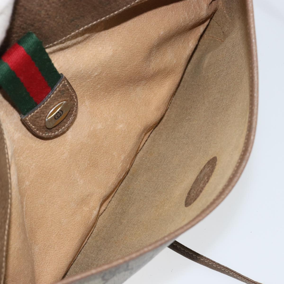 GUCCI GG Supreme Web Sherry Line Bag PVC Beige Gold 904 02 026 Auth 152743